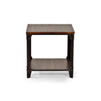 Table d'appoint carrée rustique en bois massif et fer forgé