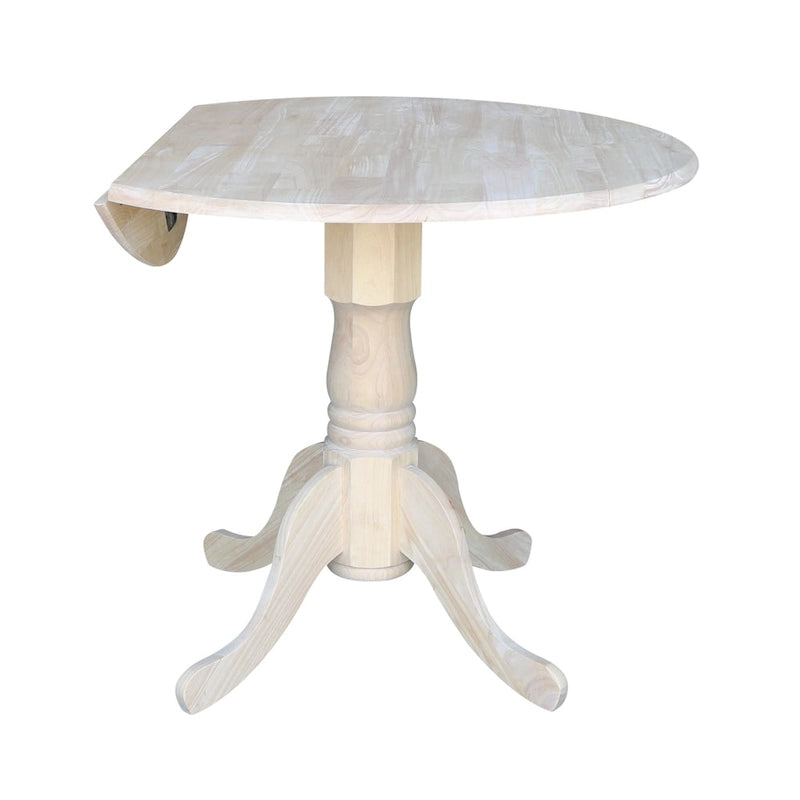 Table de salle à manger ronde en bois massif de 36 pouces avec abattants - Non finie