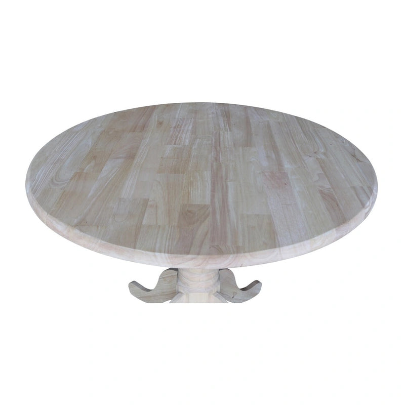 Table de salle à manger ronde en bois massif de 36 pouces avec abattants - Non finie