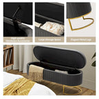 Banc de rangement capitonné avec dessus relevable et pouf.