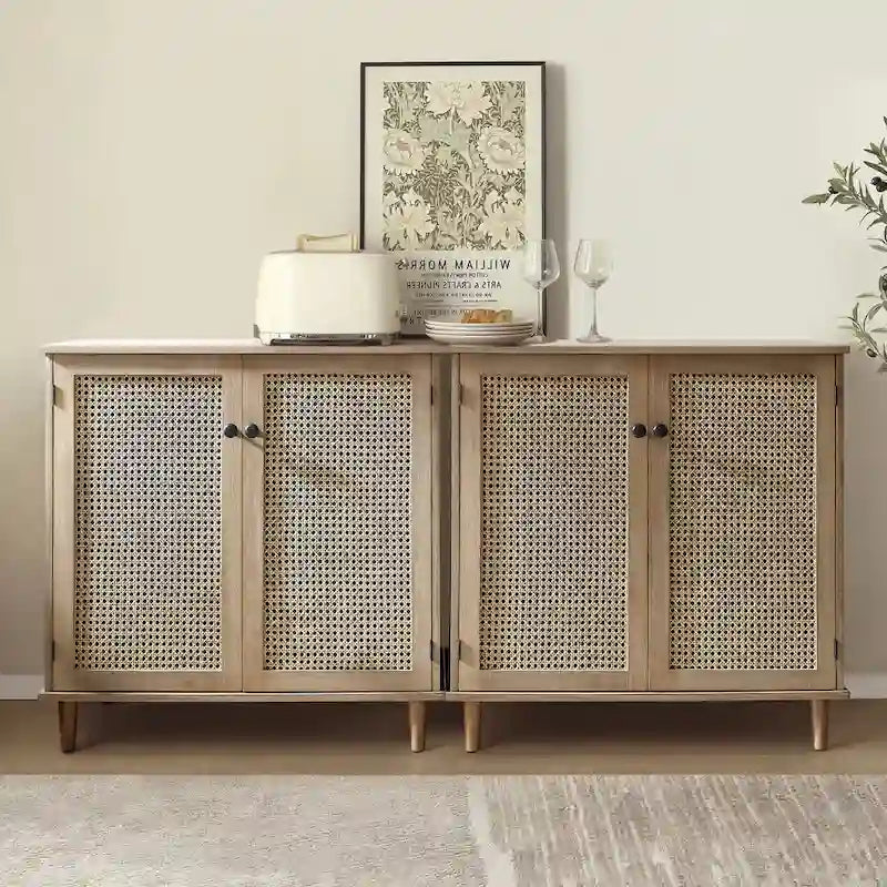 Buffets en rotin tressé et portes en osier, meubles d'appoint