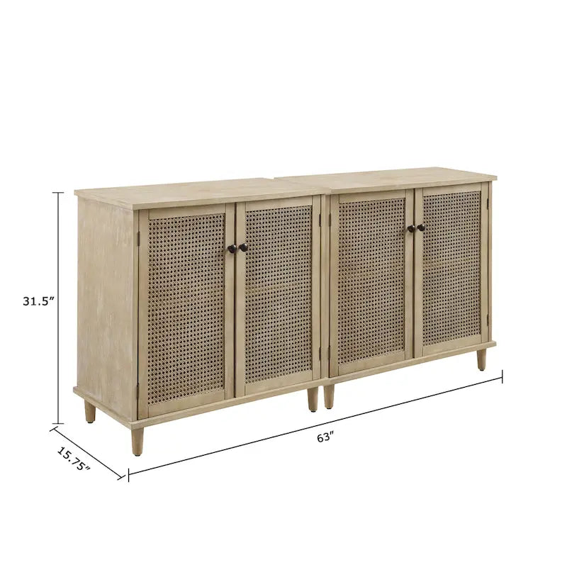 Buffets en rotin tressé et portes en osier, meubles d'appoint
