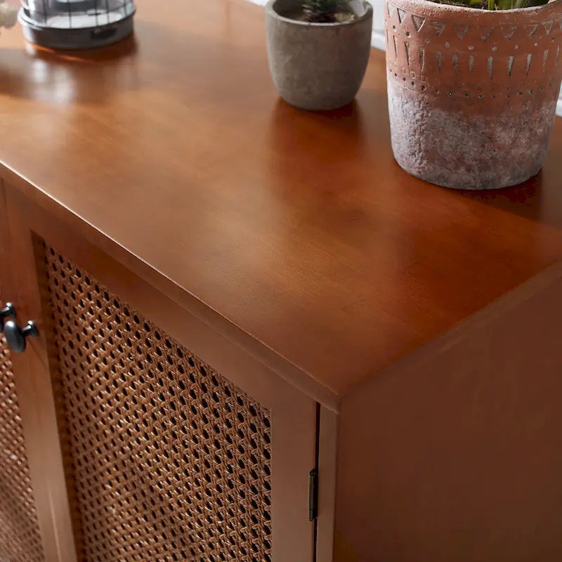 Buffets en rotin tressé et portes en osier, meubles d'appoint
