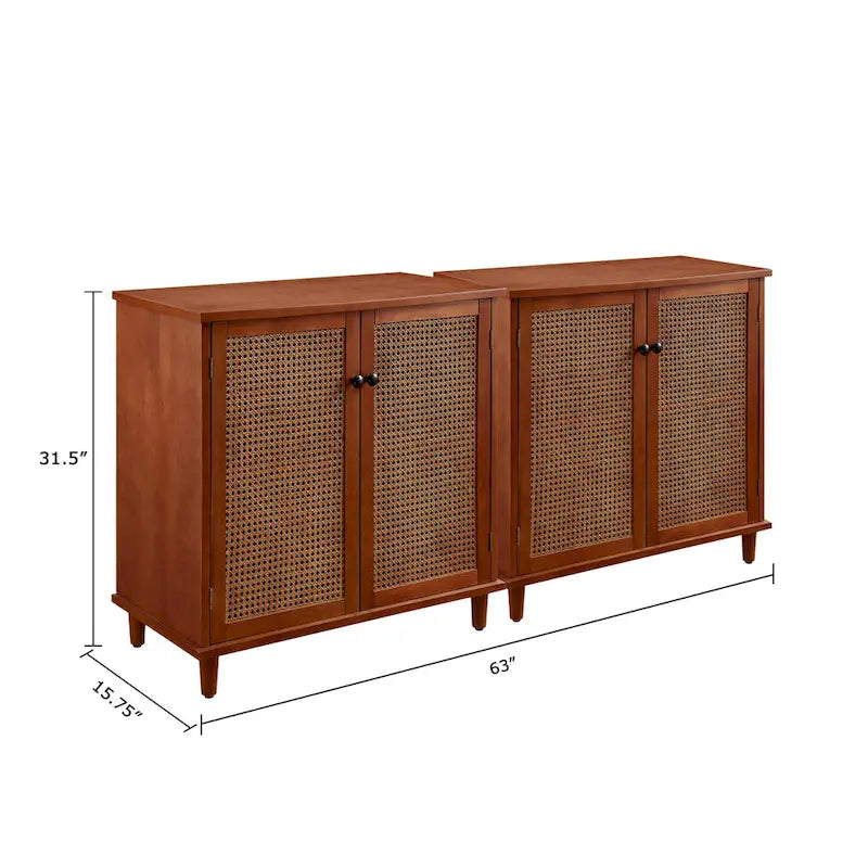 Buffets en rotin tressé et portes en osier, meubles d'appoint