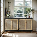 Buffets en rotin tressé et portes en osier, meubles d'appoint