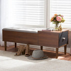 Mid-century 1-Drawer Shoe Storage Bench by 