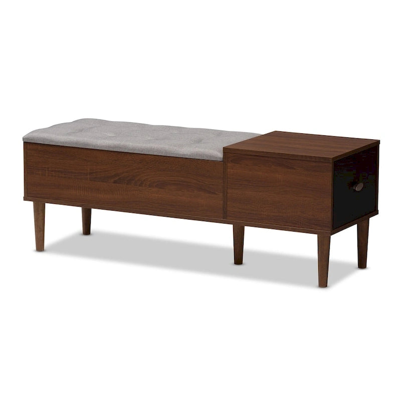 Banc de rangement à chaussures à 1 tiroir, style milieu du siècle