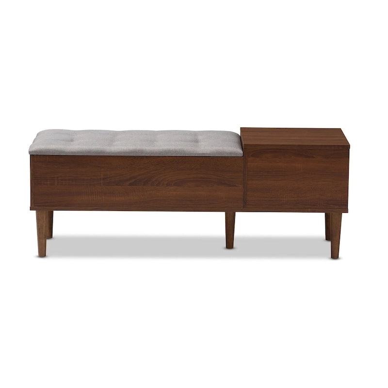 Banc de rangement à chaussures à 1 tiroir, style milieu du siècle