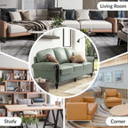 Canapé traditionnel en cuir véritable avec pieds en bois sculpté