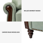 Canapé traditionnel en cuir véritable avec pieds en bois sculpté