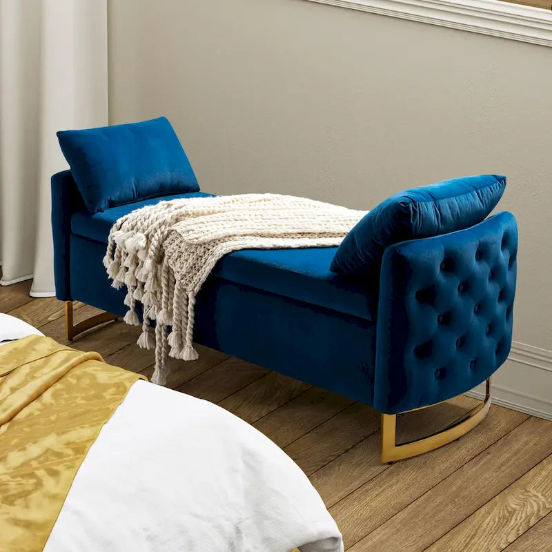 Banc de rangement capitonné à couvercle relevable