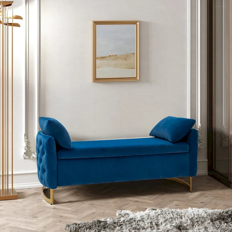 Banc de rangement capitonné à couvercle relevable