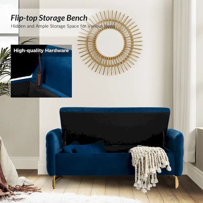 Banc de rangement capitonné à couvercle relevable
