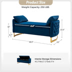 Banc de rangement capitonné à couvercle relevable