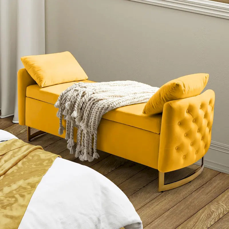 Banc de rangement capitonné à couvercle relevable