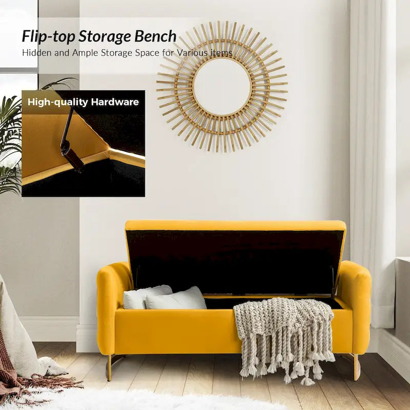 Banc de rangement capitonné à couvercle relevable
