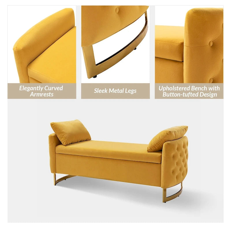 Banc de rangement capitonné à couvercle relevable