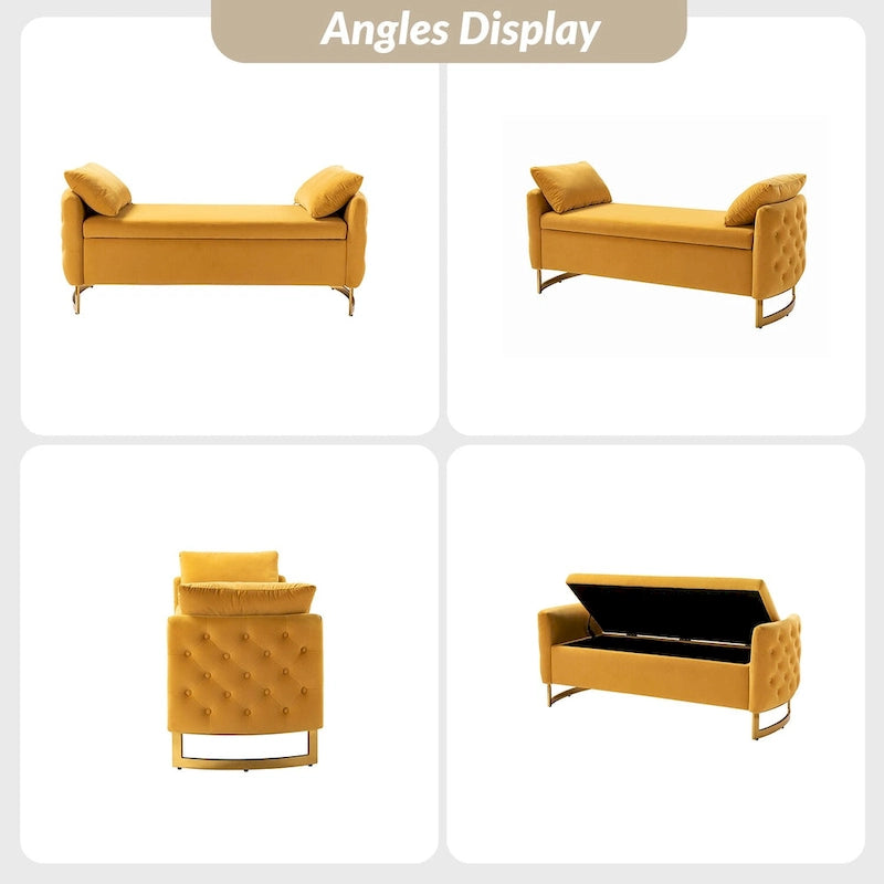 Banc de rangement capitonné à couvercle relevable