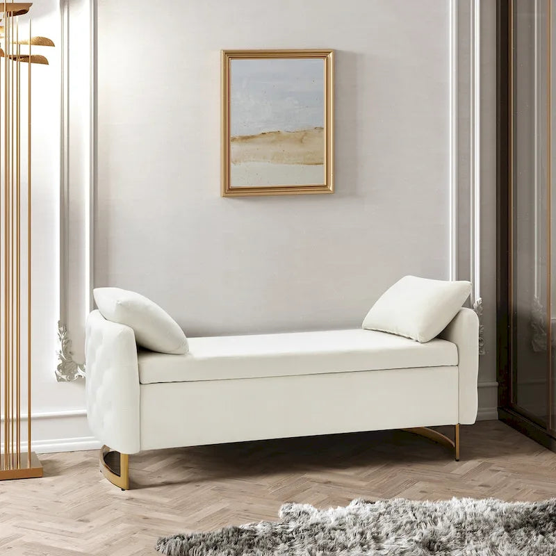 Banc de rangement capitonné à couvercle relevable