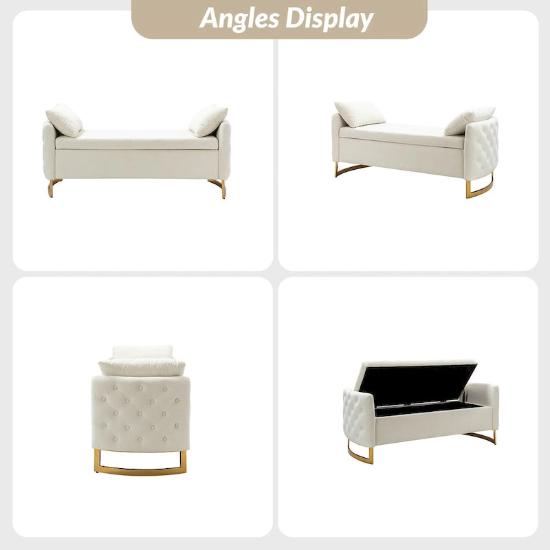 Banc de rangement capitonné à couvercle relevable