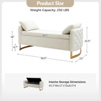Banc de rangement capitonné à couvercle relevable