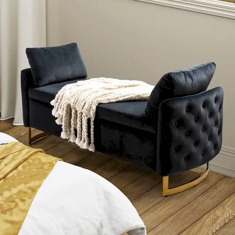 Banc de rangement capitonné à couvercle relevable