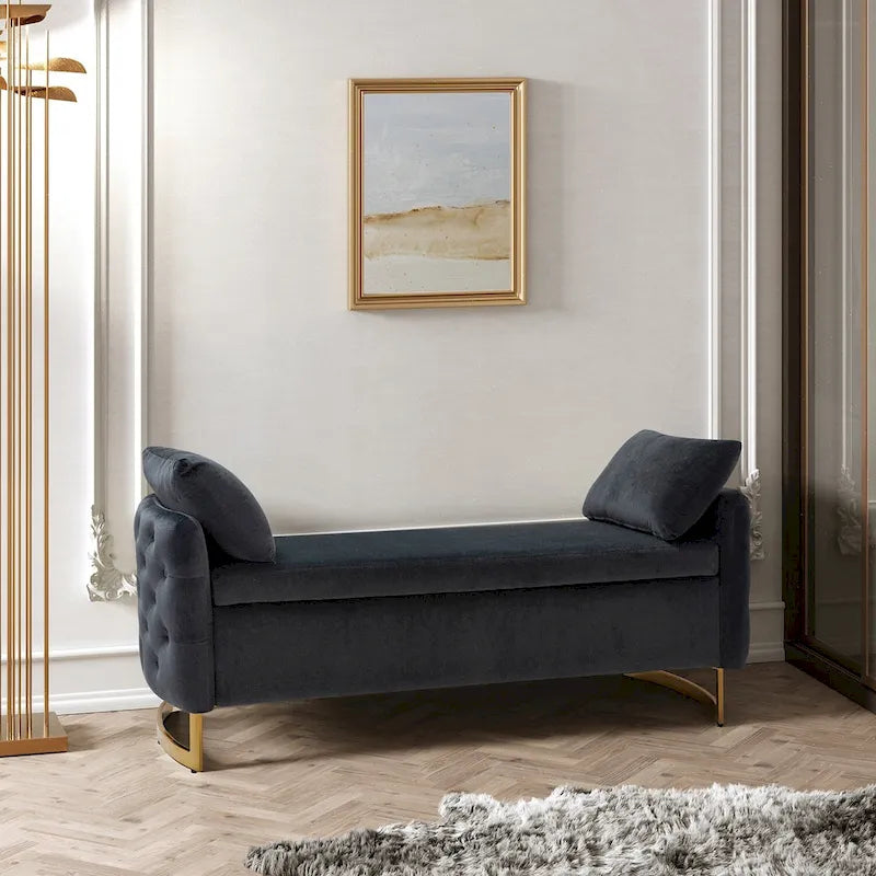 Banc de rangement capitonné à couvercle relevable