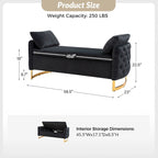 Banc de rangement capitonné à couvercle relevable