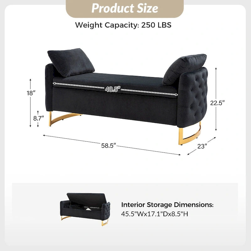 Banc de rangement capitonné à couvercle relevable