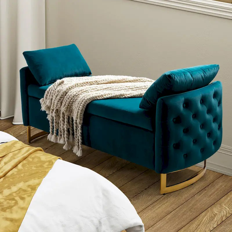 Banc de rangement capitonné à couvercle relevable