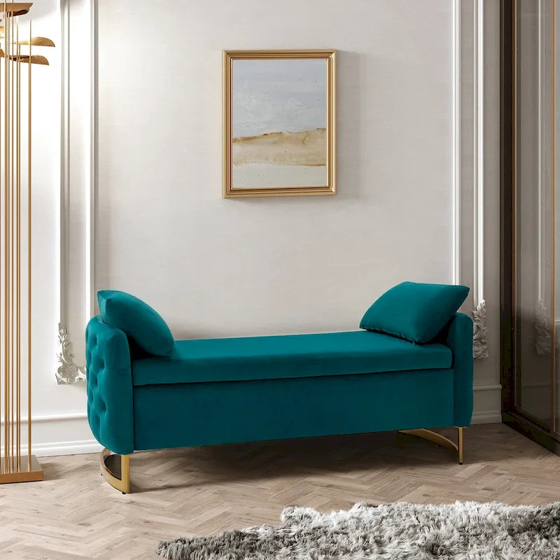 Banc de rangement capitonné à couvercle relevable