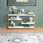 Console rectangulaire de 140 cm de large avec plateau imitation marbre