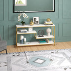 Console rectangulaire de 140 cm de large avec plateau imitation marbre