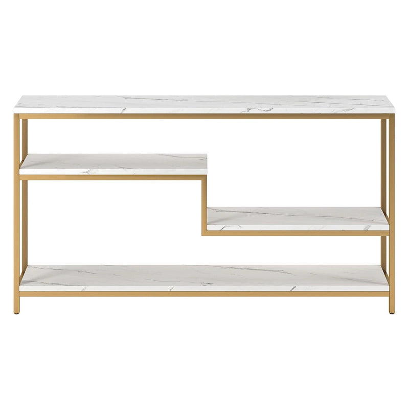 Console rectangulaire de 140 cm de large avec plateau imitation marbre