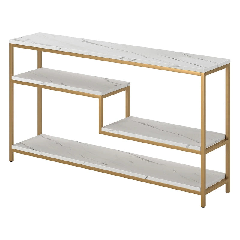 Console rectangulaire de 140 cm de large avec plateau imitation marbre