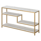Console rectangulaire de 140 cm de large avec plateau imitation marbre