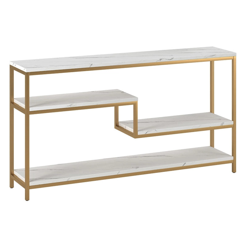 Console rectangulaire de 140 cm de large avec plateau imitation marbre