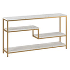 Console rectangulaire de 140 cm de large avec plateau imitation marbre