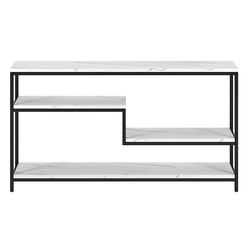 Console rectangulaire de 140 cm de large avec plateau imitation marbre