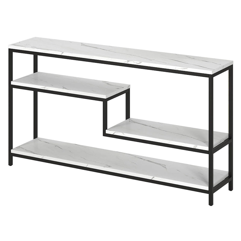 Console rectangulaire de 140 cm de large avec plateau imitation marbre