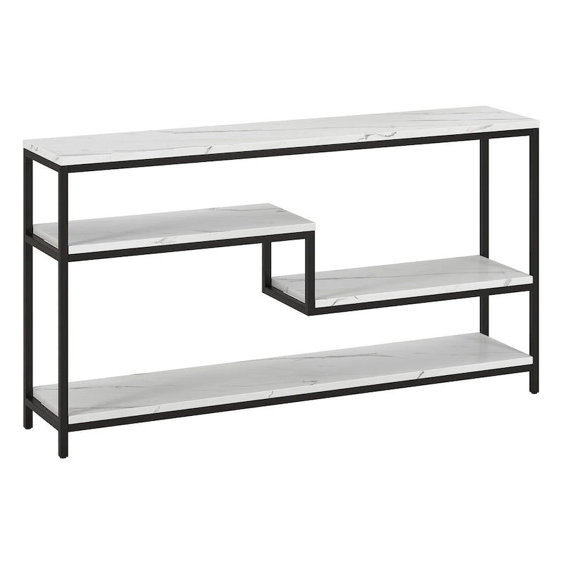 Console rectangulaire de 140 cm de large avec plateau imitation marbre