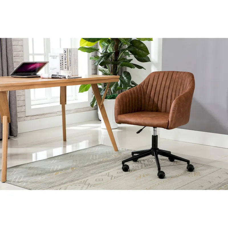 Chaise de bureau, revêtement en cuir PU capitonné