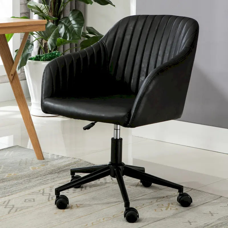 Chaise de bureau, revêtement en cuir PU capitonné