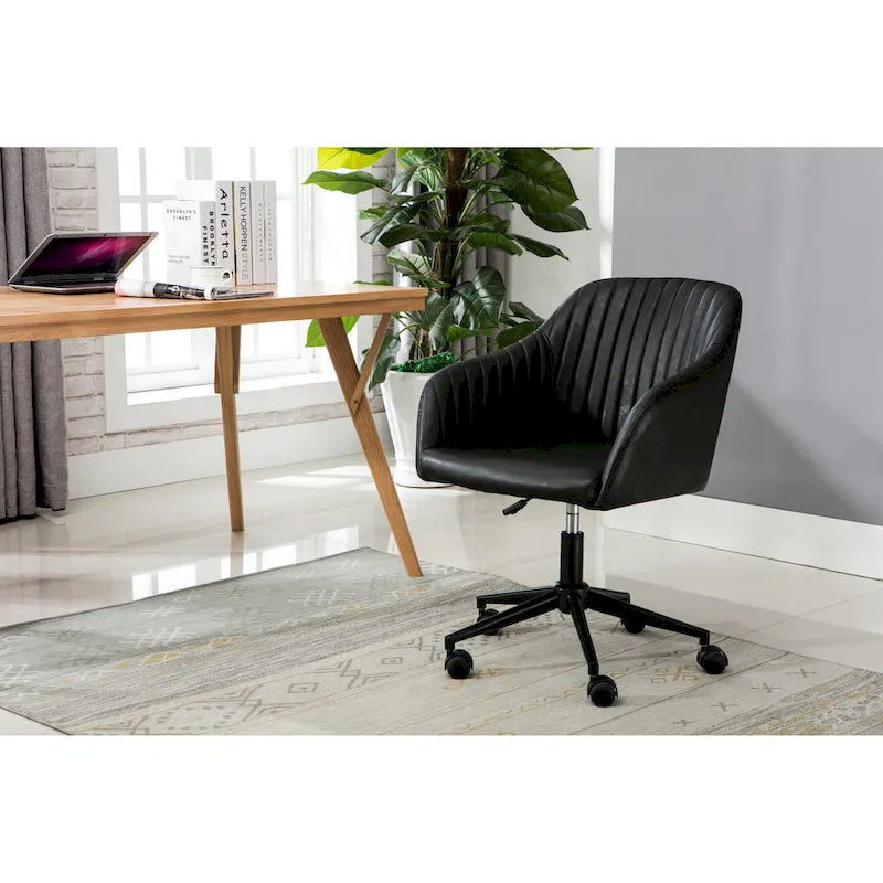 Chaise de bureau, revêtement en cuir PU capitonné