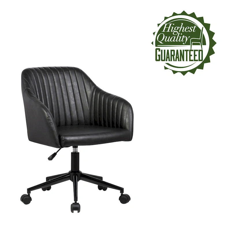 Chaise de bureau, revêtement en cuir PU capitonné