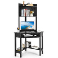 Bureau d'angle avec huche Bureau informatique d'angle triangulaire avec étagères
