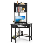 Bureau d'angle avec huche Bureau informatique d'angle triangulaire avec étagères