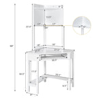 Bureau d'angle avec huche Bureau informatique d'angle triangulaire avec étagères