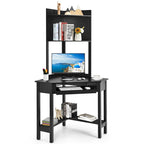 Bureau d'angle avec huche Bureau informatique d'angle triangulaire avec étagères
