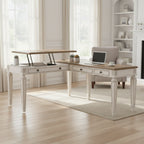 Realyn Antique White/Brown 2-Piece Home Office Lift Top Desk